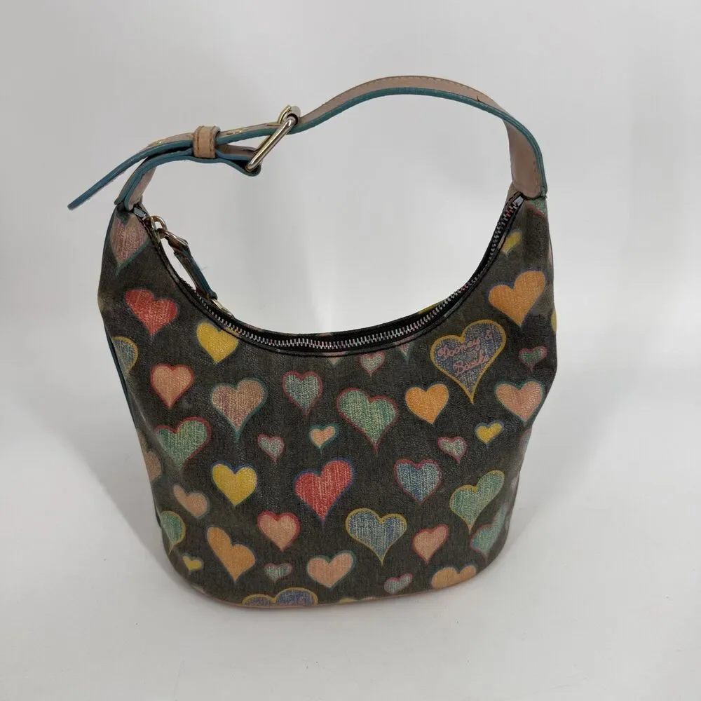 Vintage Dooney & Bourke Shoulder Purse Bag Y2K Crayon Bucket Bag Rainbow Hearts